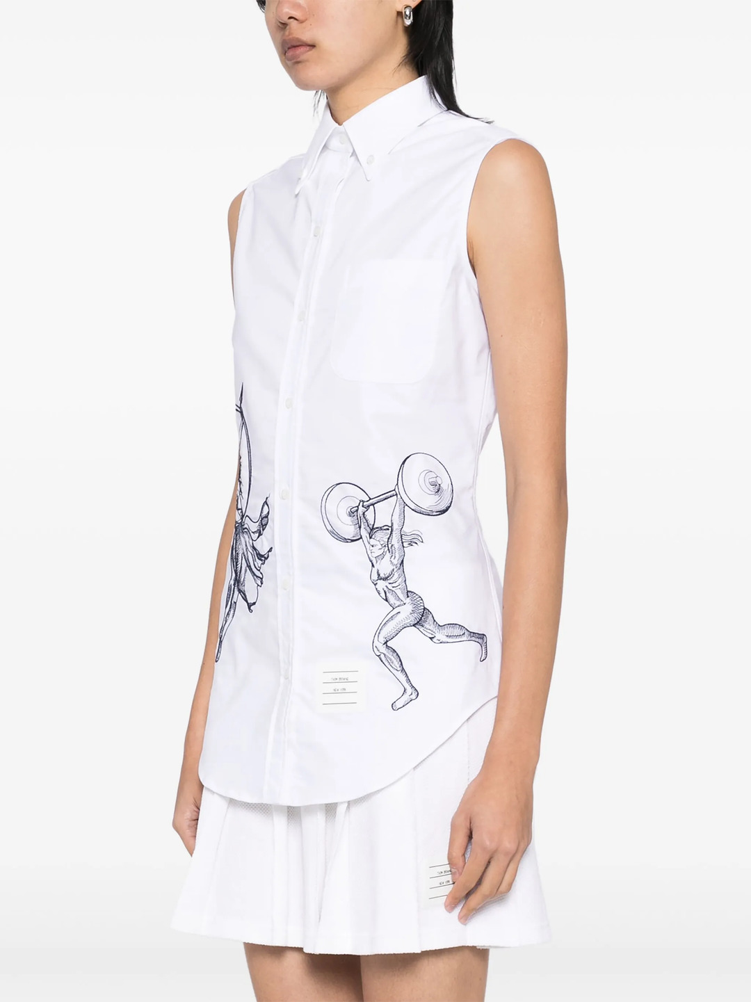 Classic Sleeveless Point Collar Blouse Women - 4
