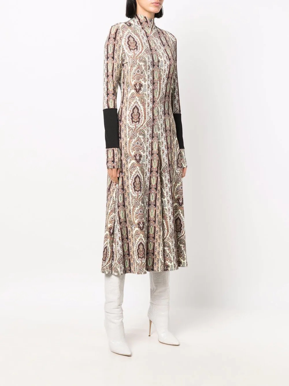 paisley print flared dress - 3