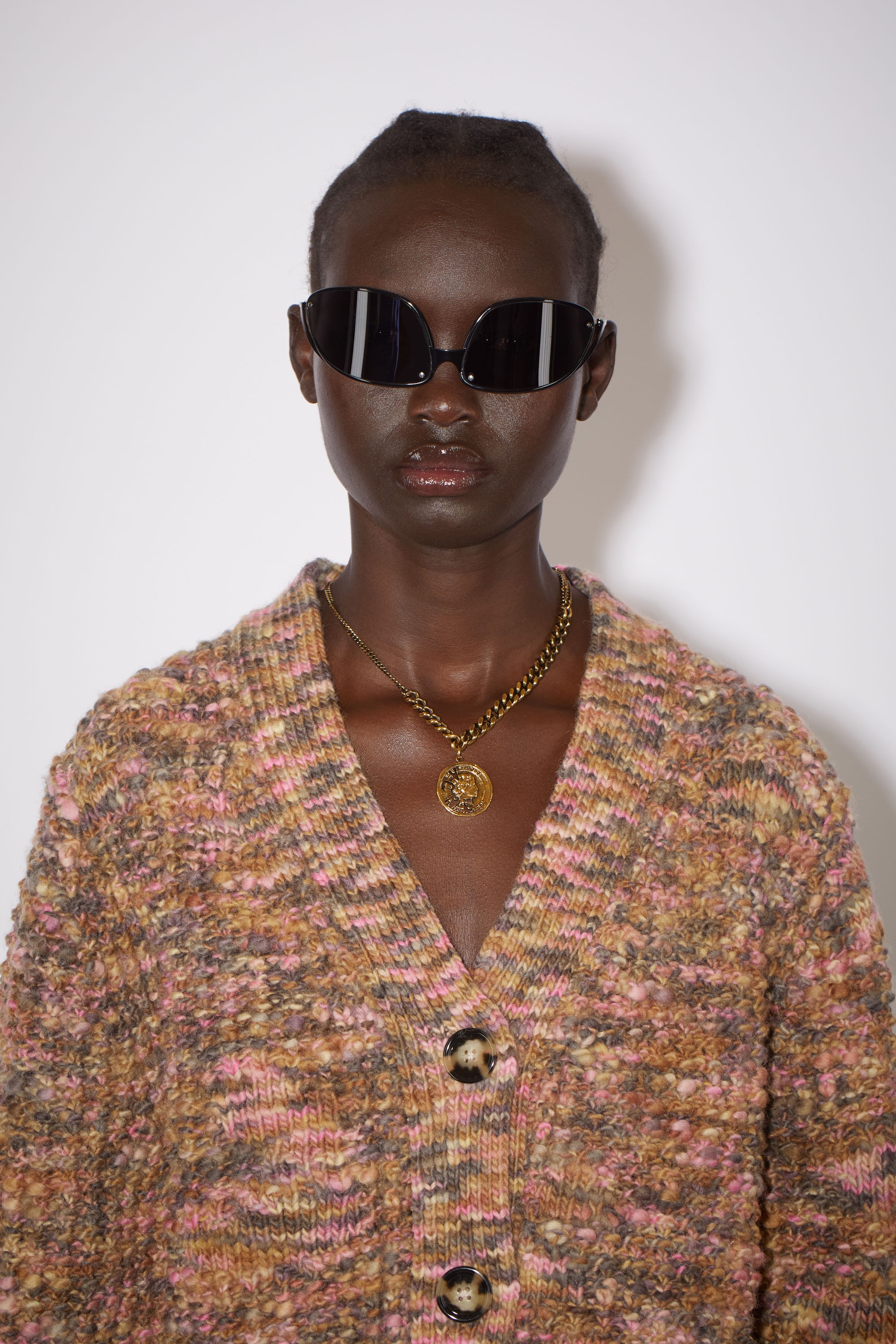 Button-up wool cardigan - Pink/multi - 5
