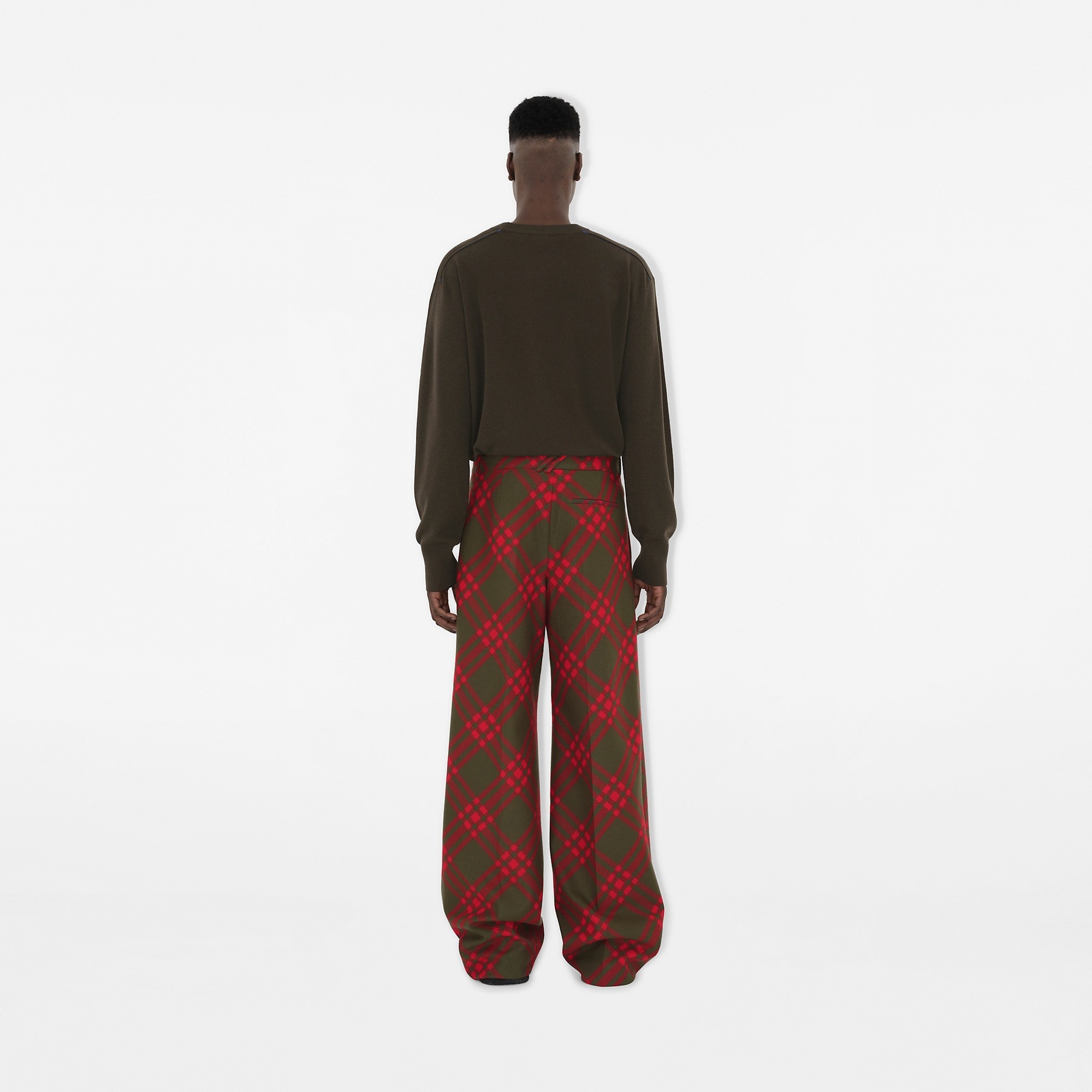 Check Wool Tailored Trousers - 4