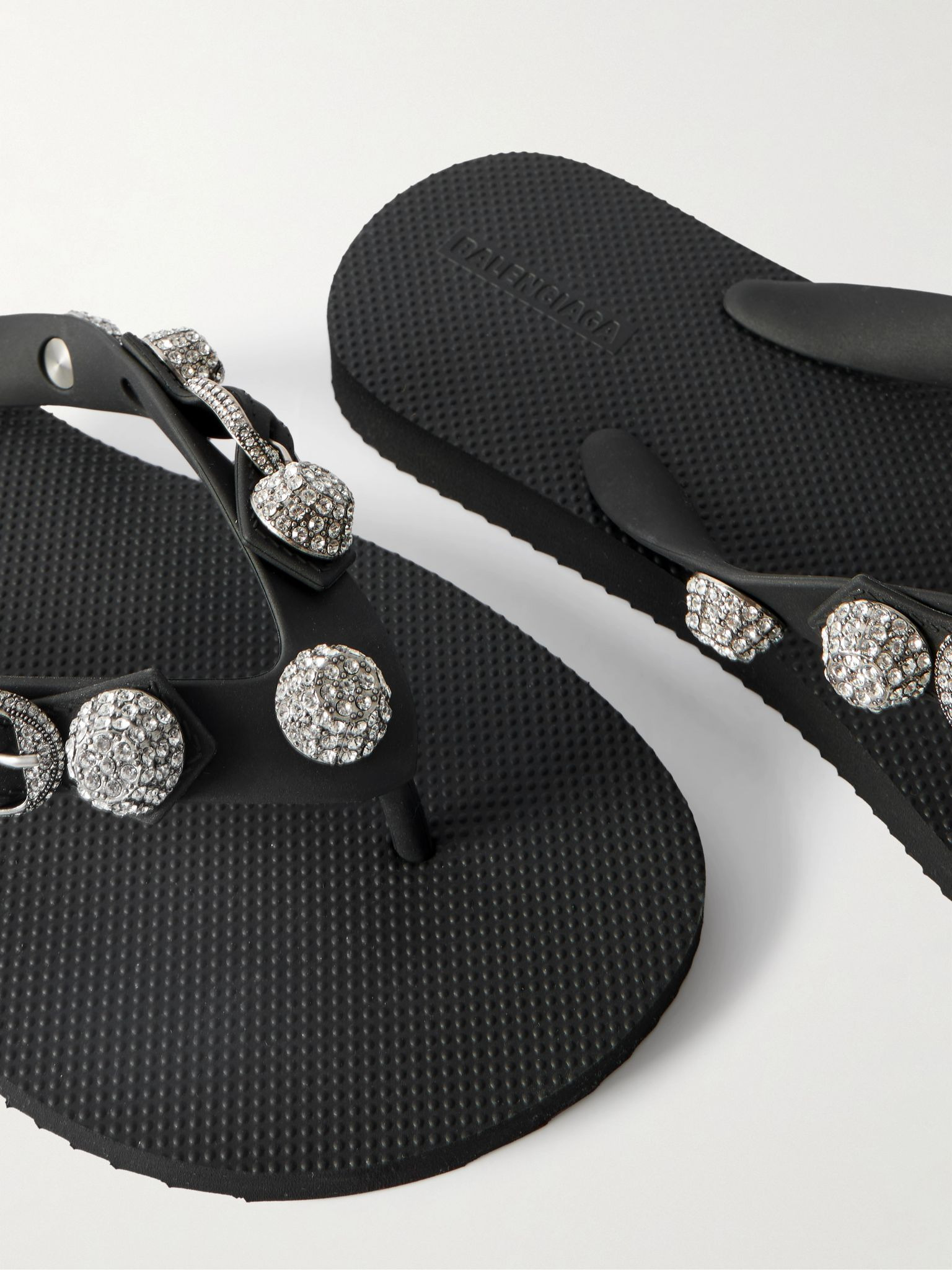 Cagole embellished rubber flip flops Black - 4