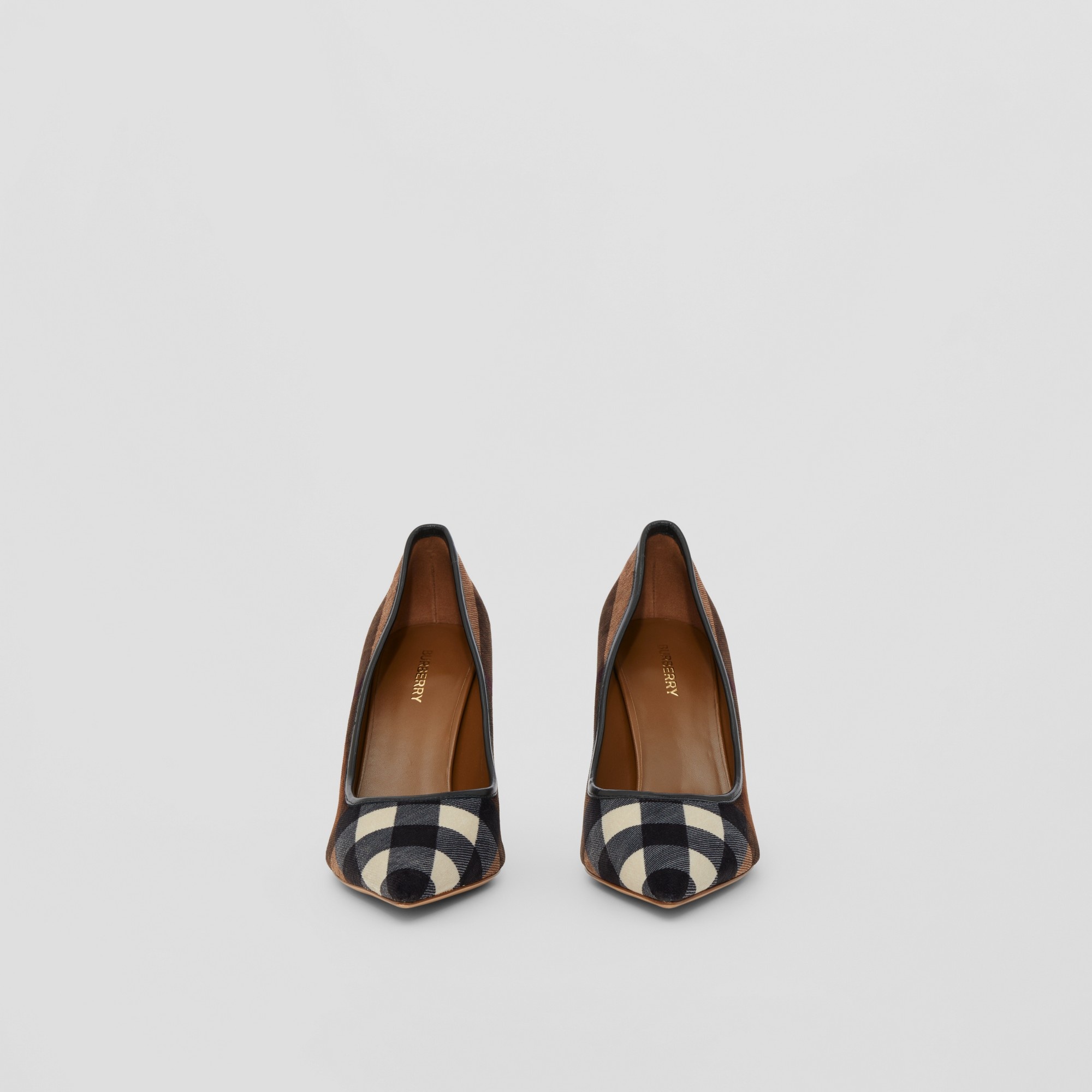 Exaggerated Check Leather Point-toe Pumps - 4