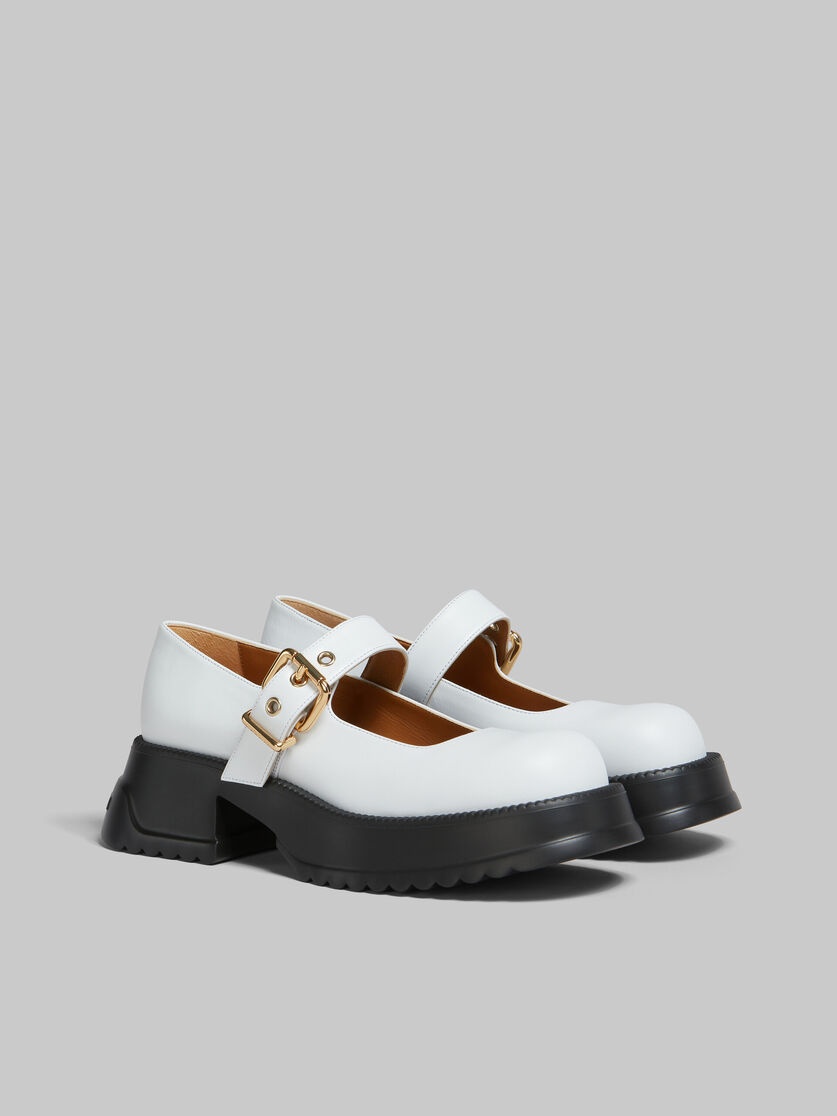 WHITE LEATHER MARY JANE WITH PLATFORM SOLE - 2
