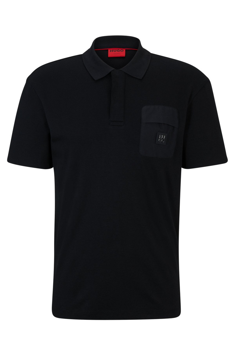 INTERLOCK-COTTON POLO SHIRT WITH STACKED-LOGO TRIM - 1