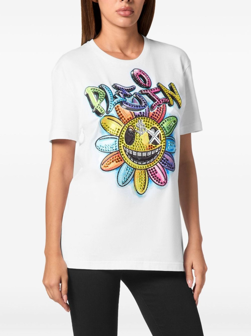 PHILIPP PLEIN crystal-embellished flower t-shirt outlook