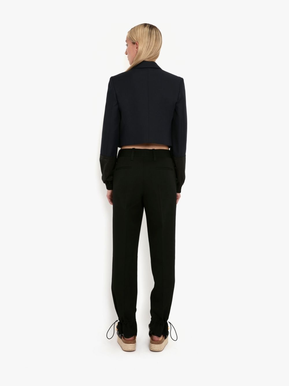 CROPPED CONTRAST SLEEVE TAILORED JACKET - 4