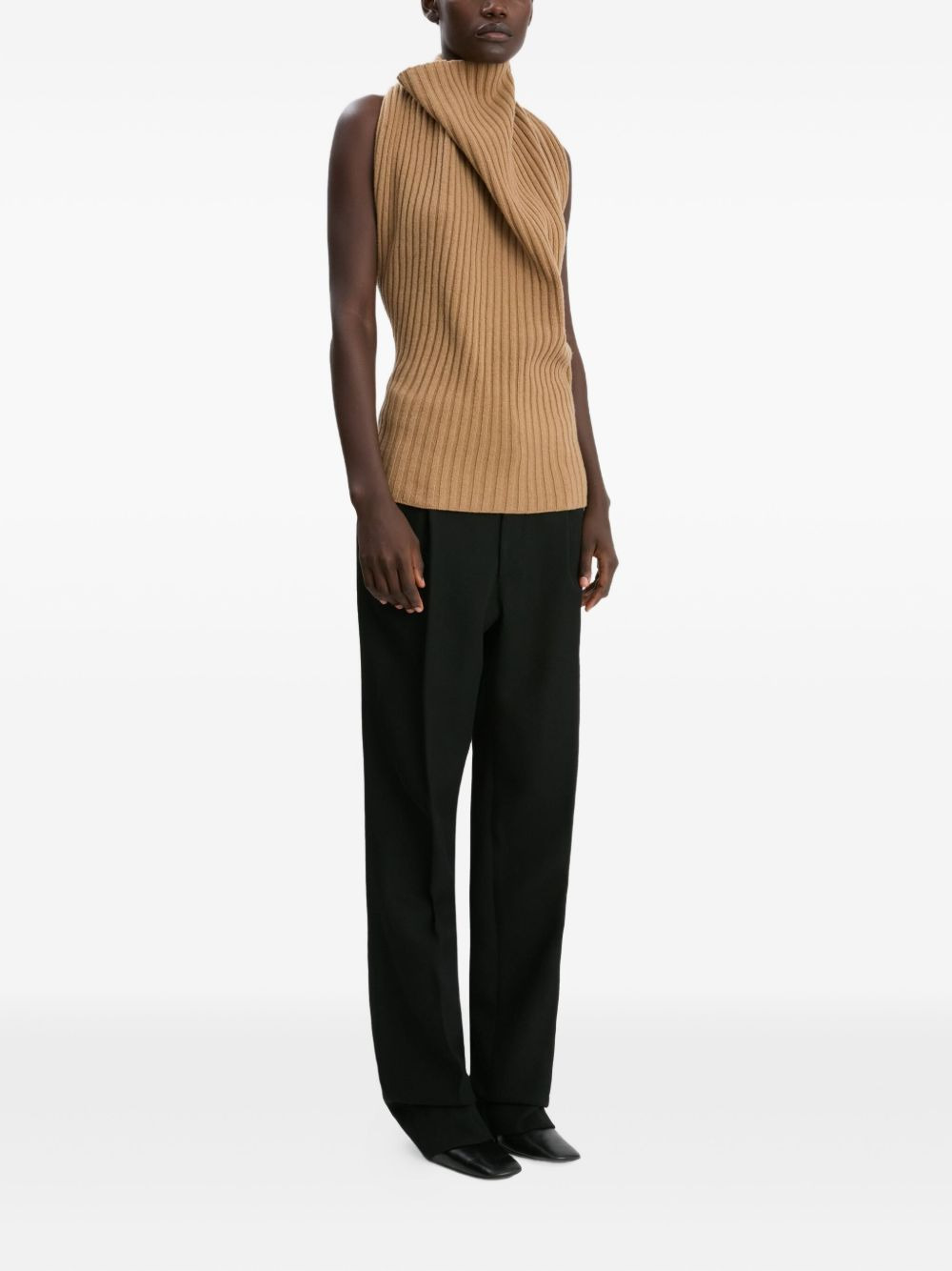 draped ribbed top - 3