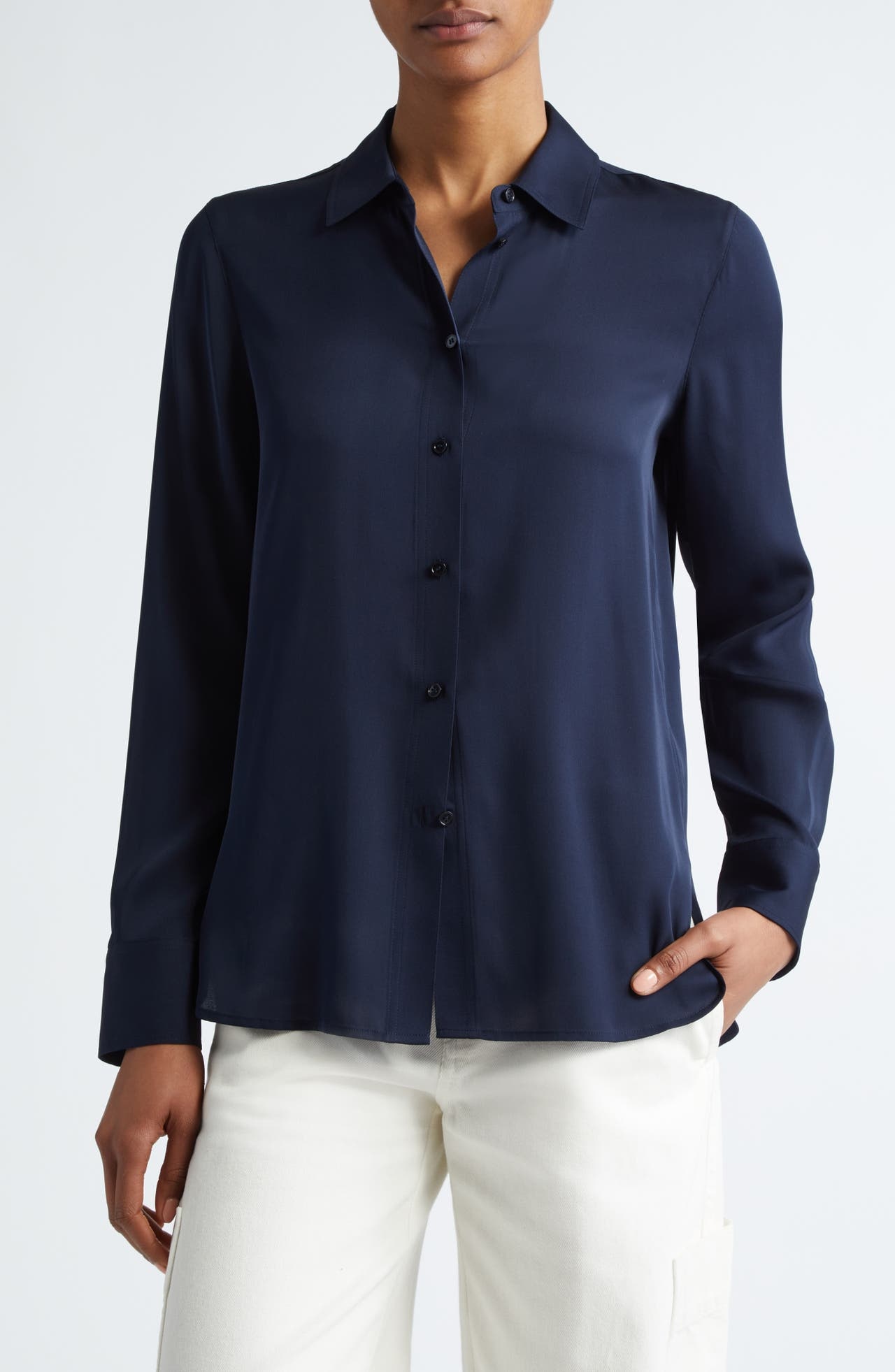 Vince Slim Silk Blouse in Coastal at Nordstrom - 1