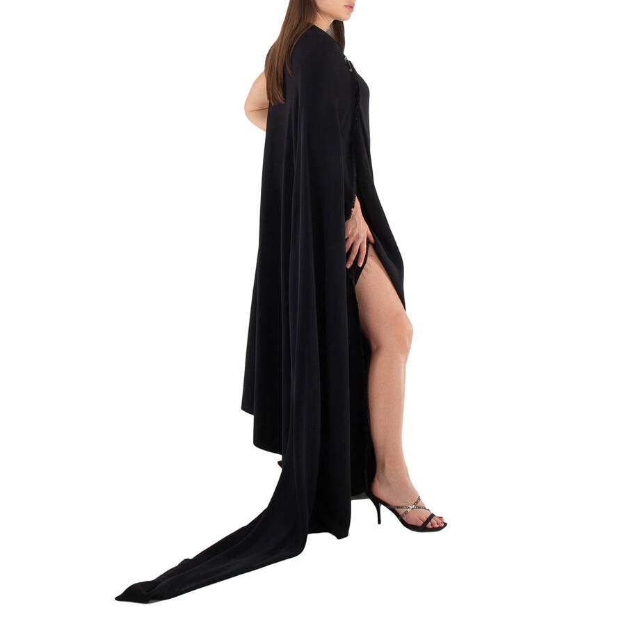 Balenciaga Ladies Black Draped Asymmetric Dress - 3