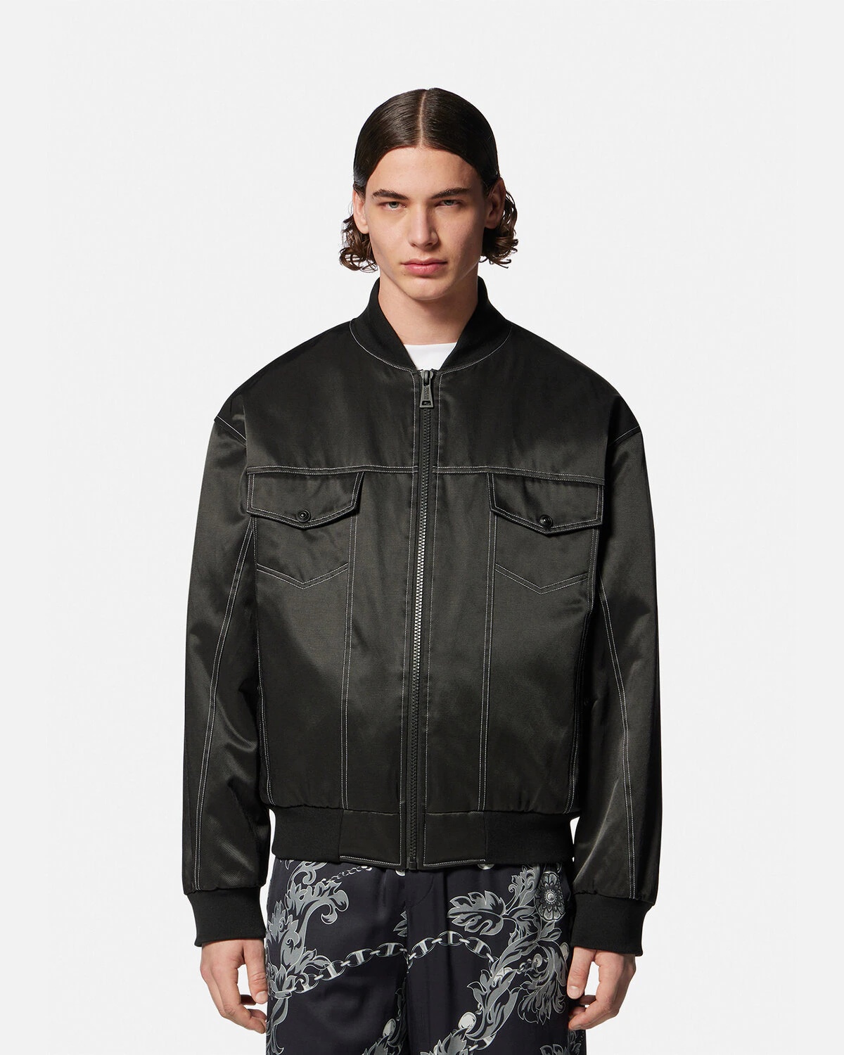 V-Emblem Bomber Jacket - 3