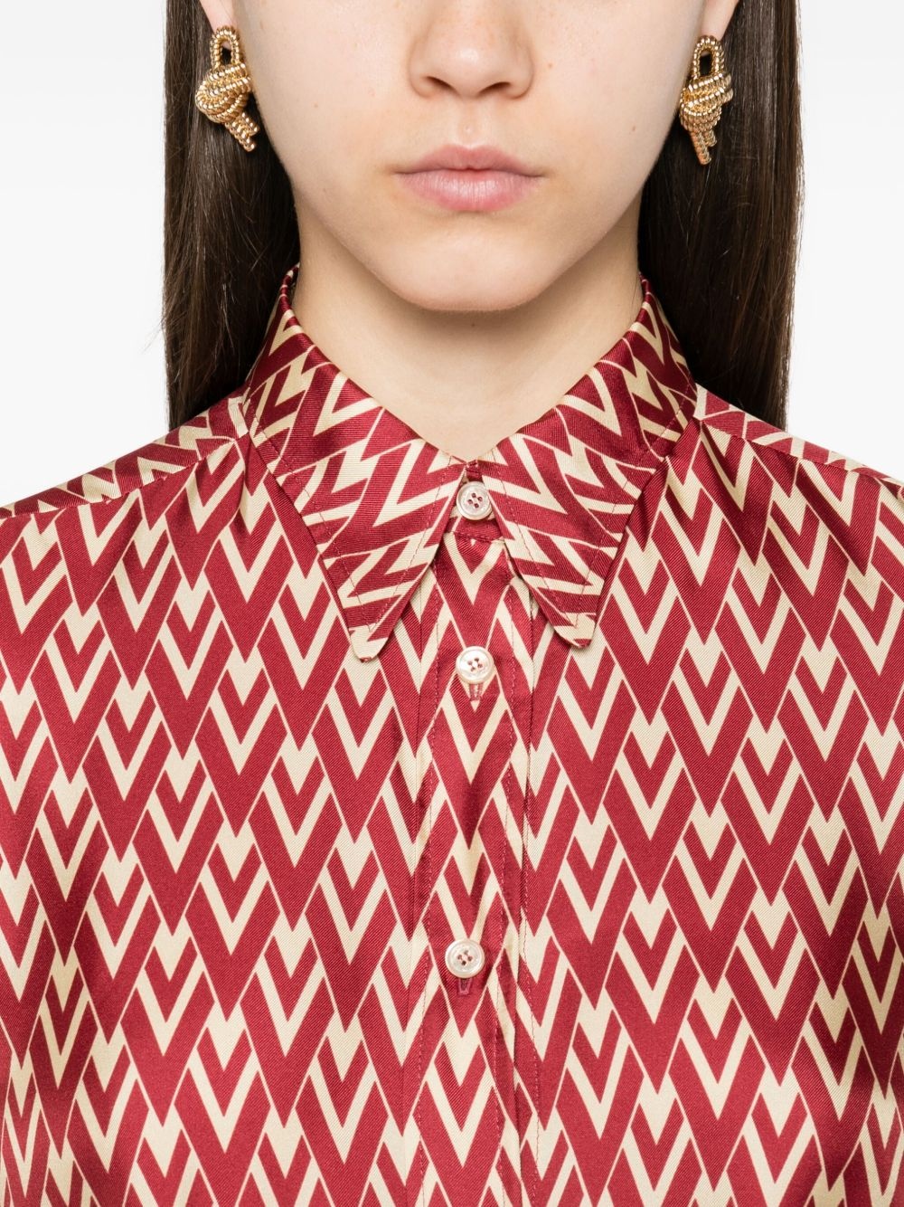 geometric-print silk shirt - 5