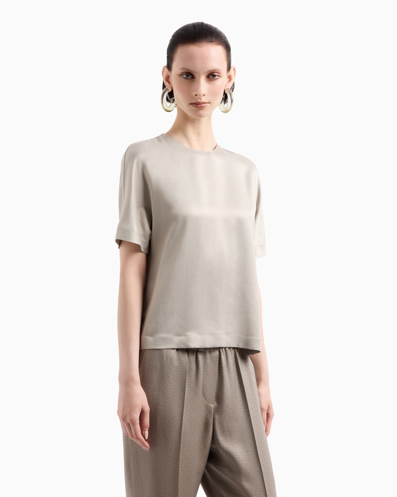 CUPRO AND VISCOSE CREW-NECK BLOUSE - 3