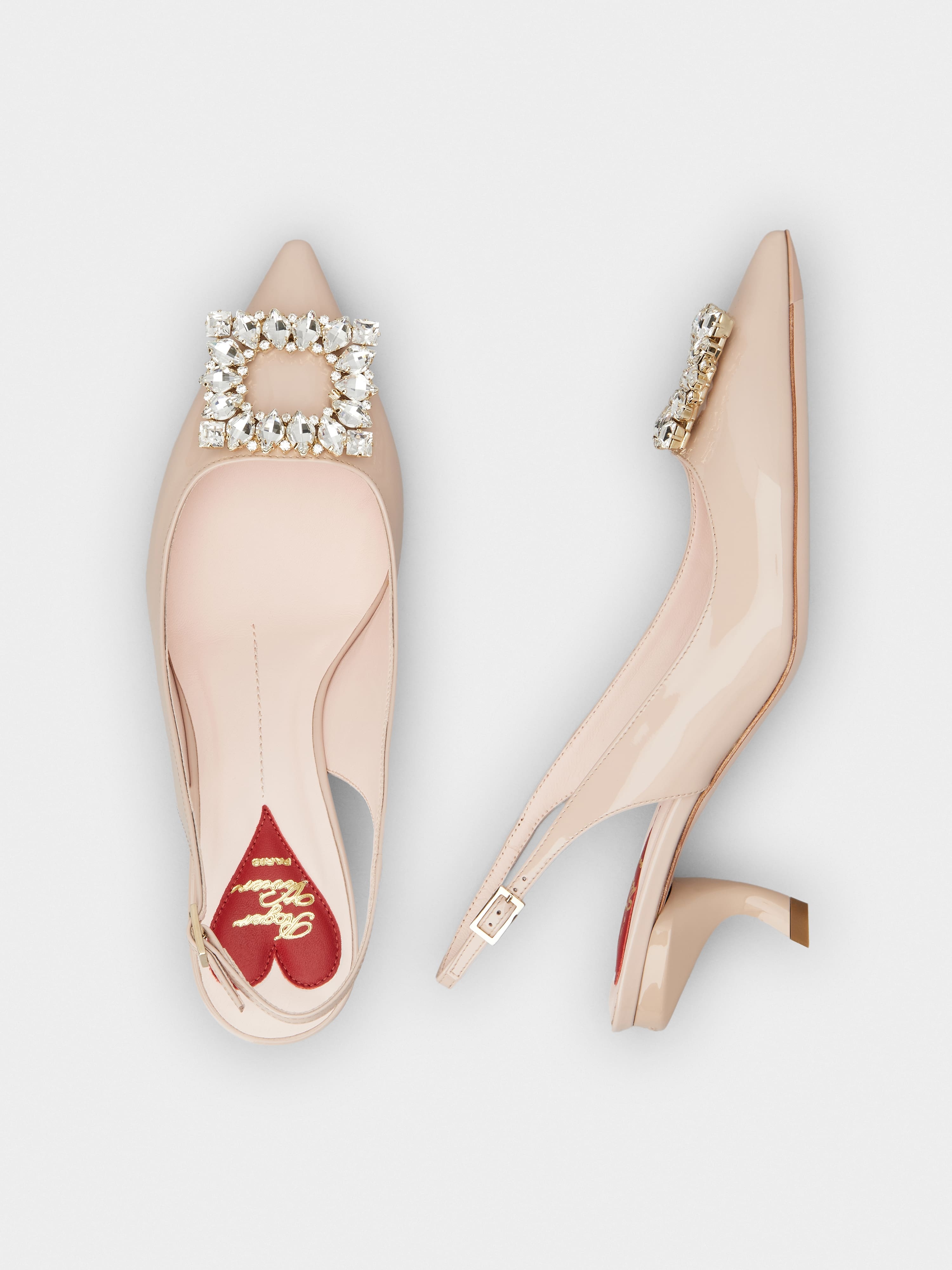 Virgule Strass Buckle Slingback Pumps in Patent Leather - 4