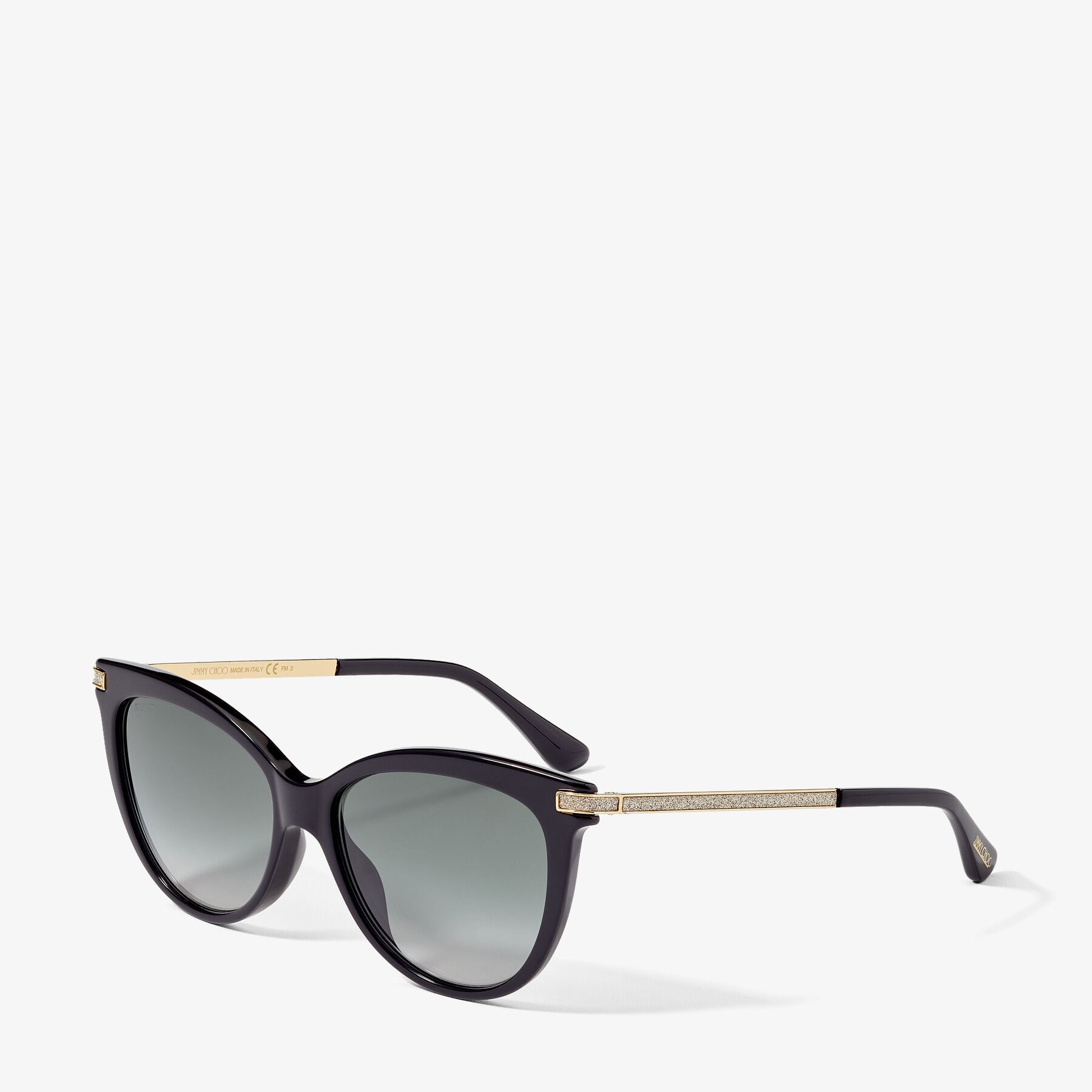 Axelle
Black Acetate and Rose Gold Metal Cat Eye Sunglasses with Grey-Shaded Lenses - 3