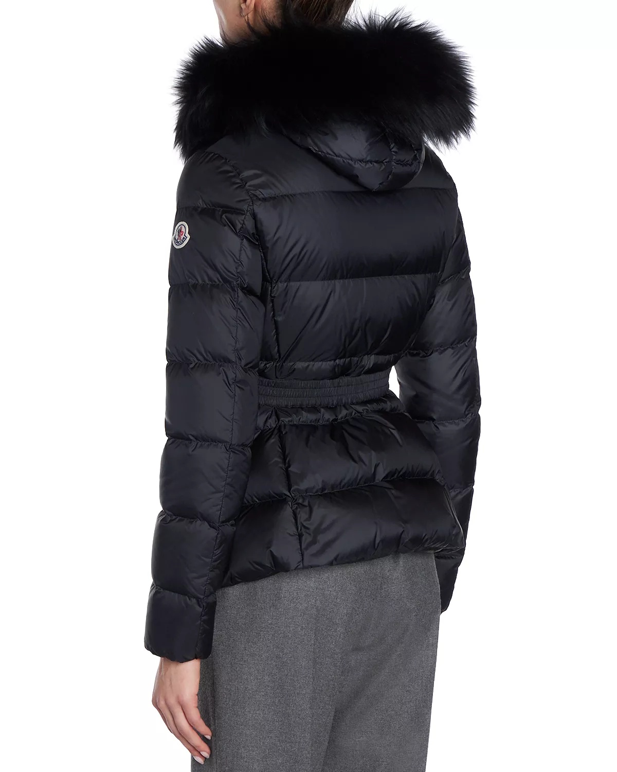 Boed Belted Down Jacket with Shearling Hood Trim - 3