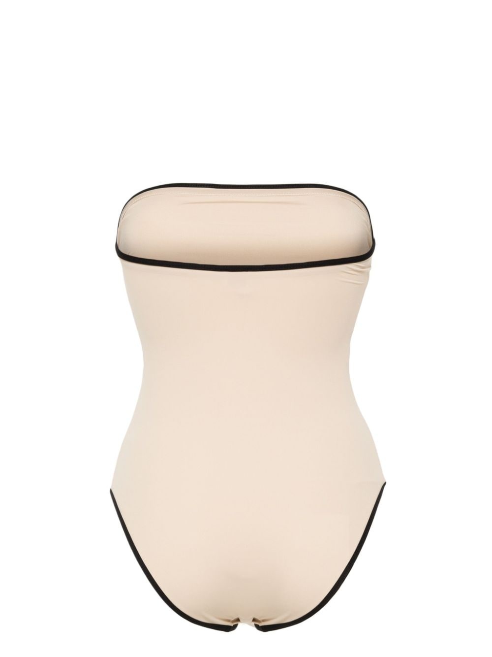 contrasting-trim strapless swimsuit - 2