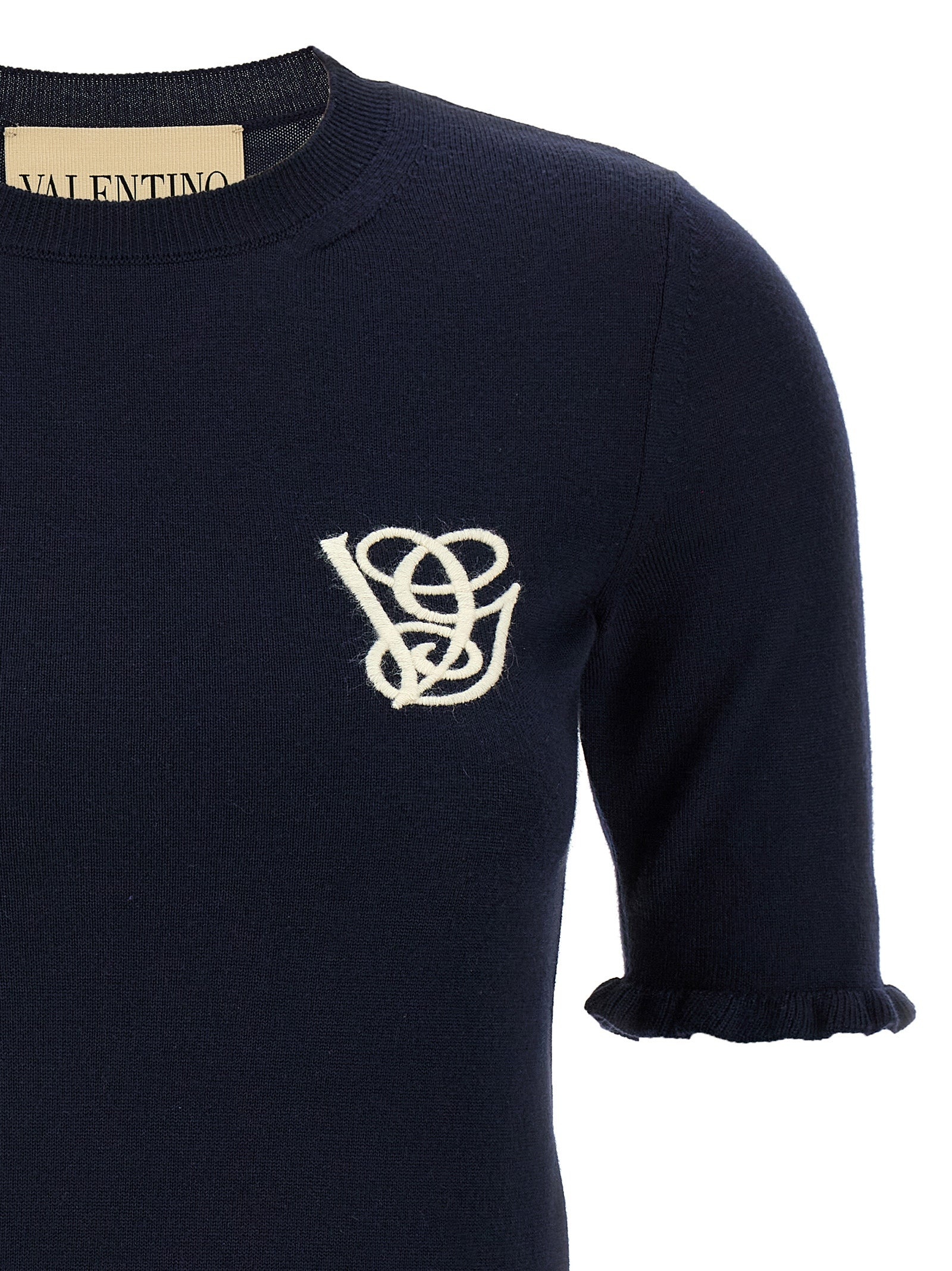Valentino Garavani Vg Embroidery Top Tops Blue - 3
