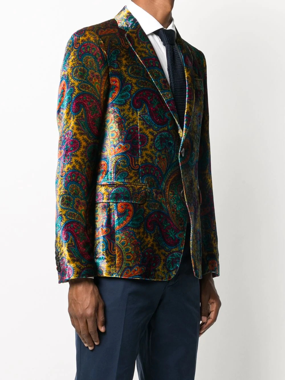 paisley-print velvet blazer - 3