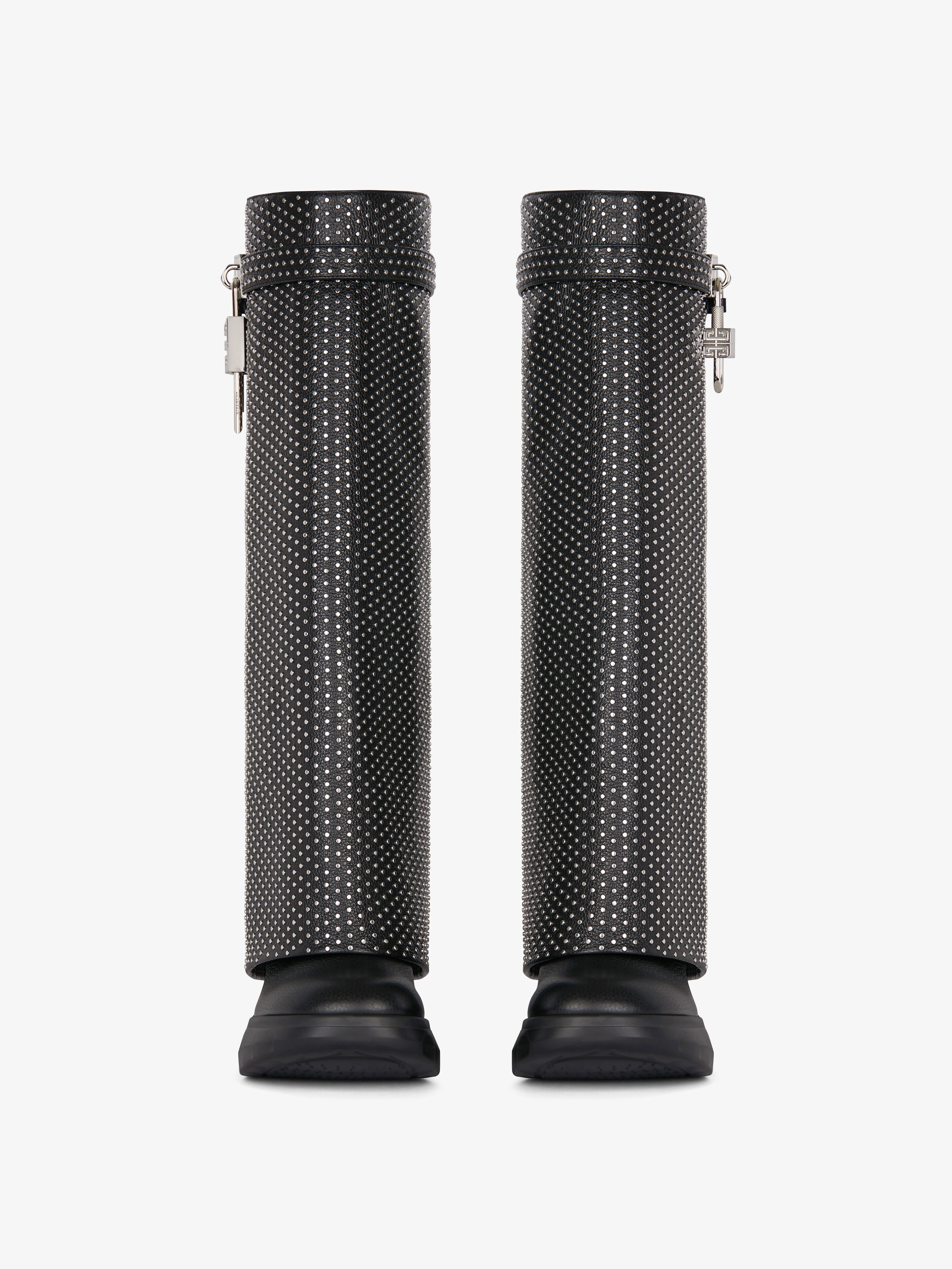 SHARK LOCK BIKER BOOTS IN GRAINED LEATHER WITH STUDS - 3