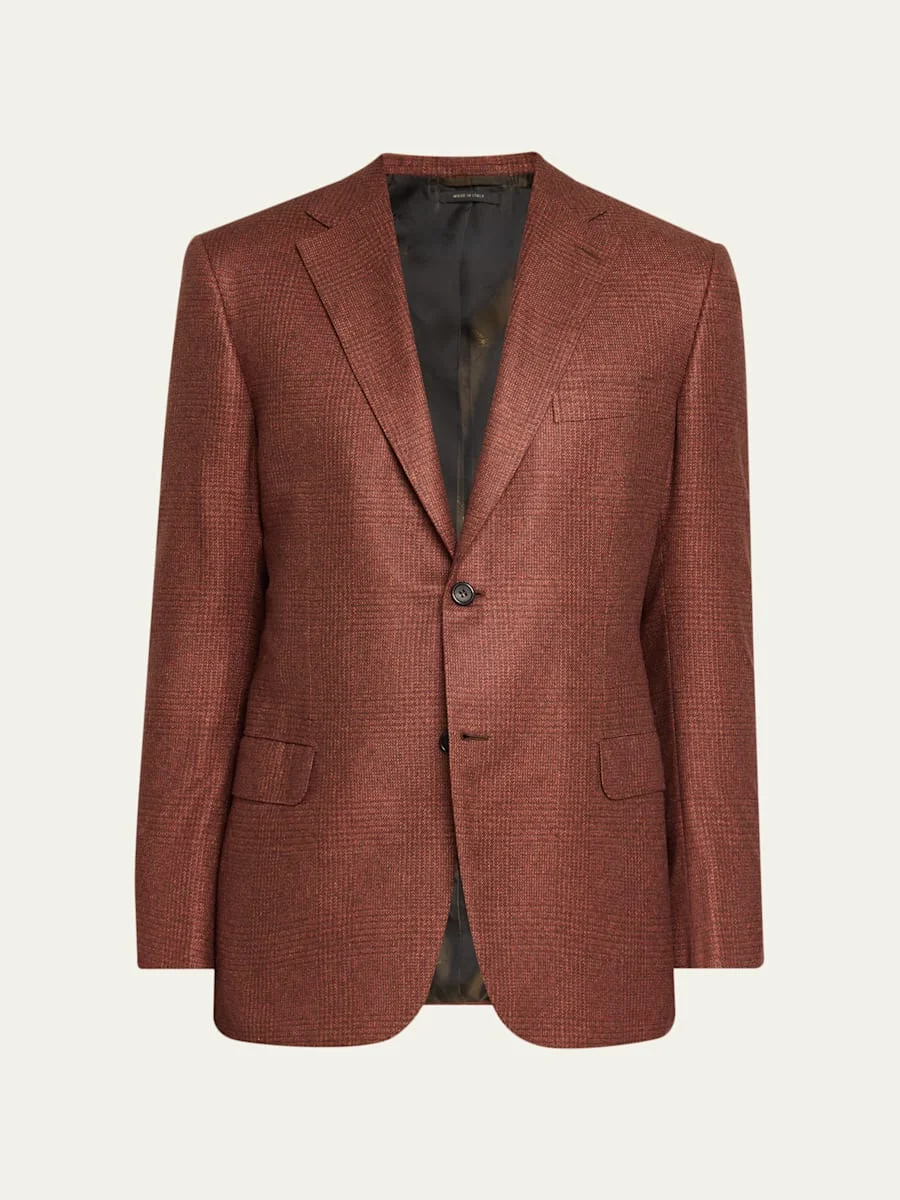 Men's Silk and Cashmere Prince of Wales Sport Coat - 1