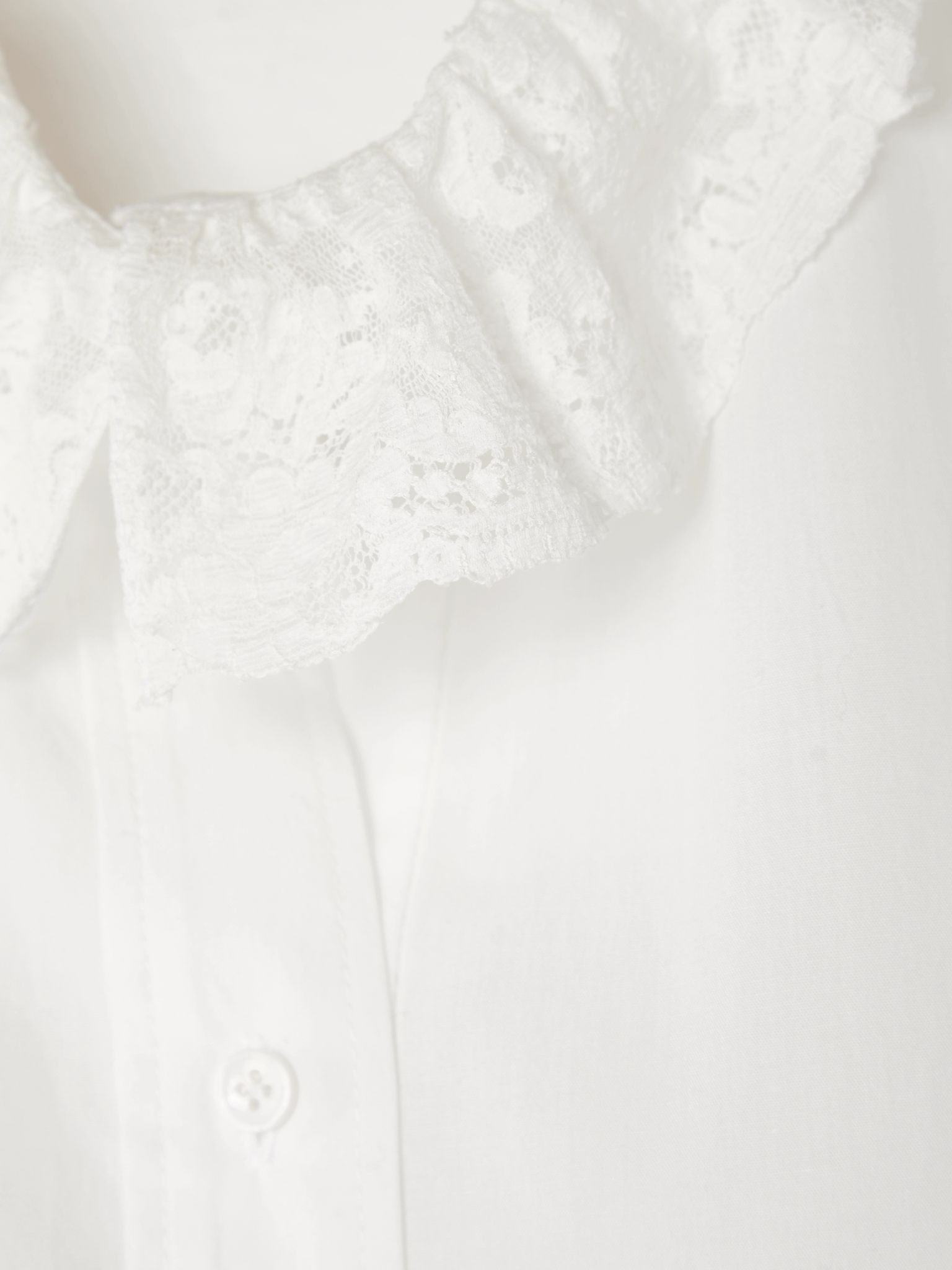 Lace-trimmed cotton-poplin shirt White - 5