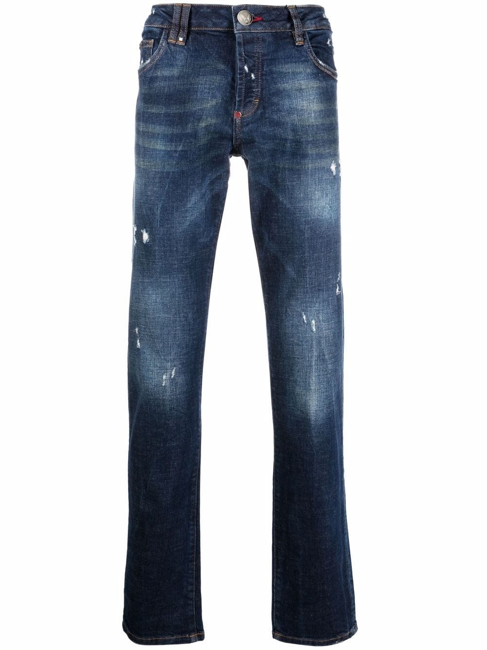 Destroyed straight-cut jeans - 1