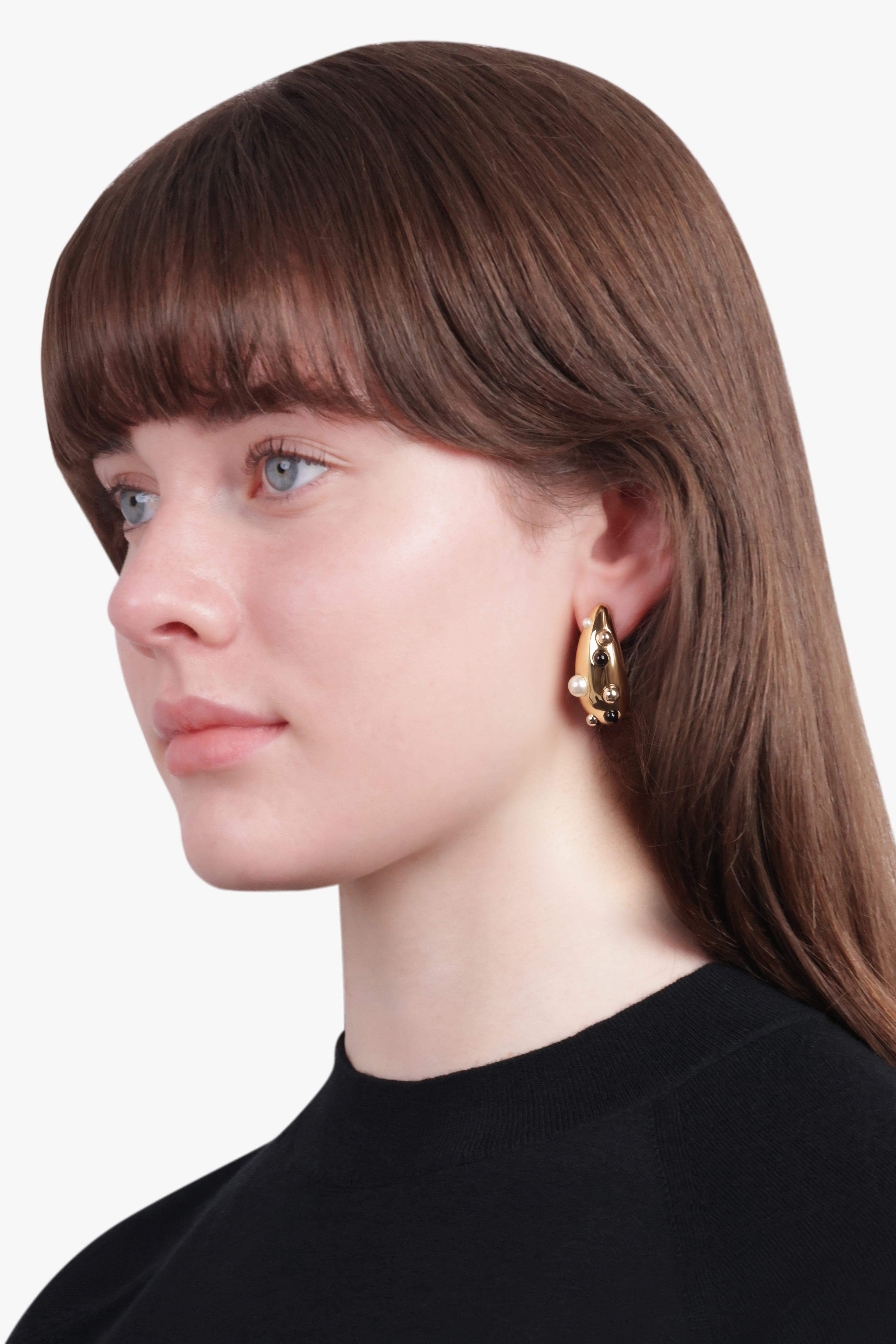 DROPS OF LIGHT CURVED EARRINGS | GOLD/BLACK - 3
