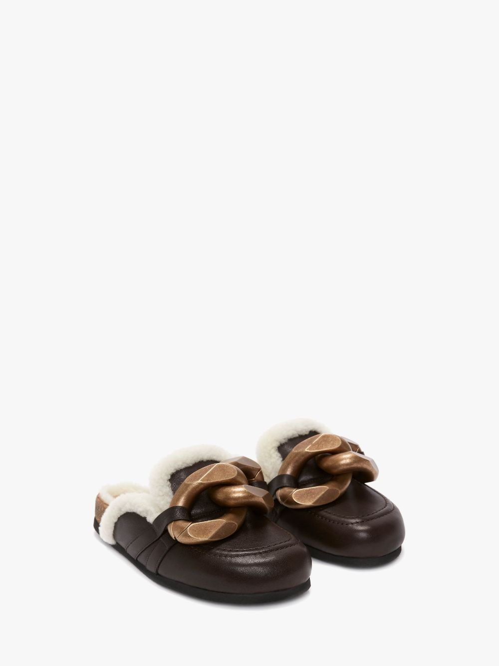 CHAIN LOAFER SHEARLING MULES - 2