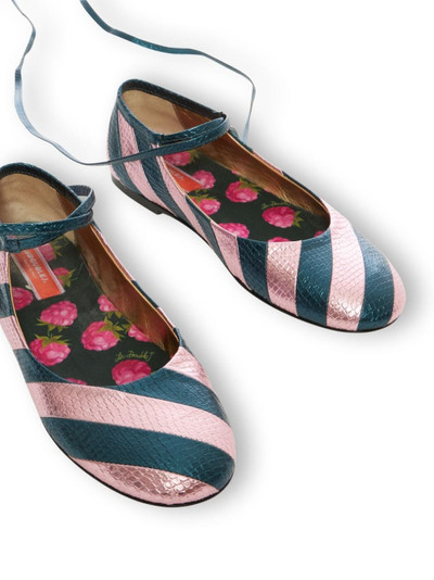 La DoubleJ striped snakeskin-effect ballerina shoes outlook