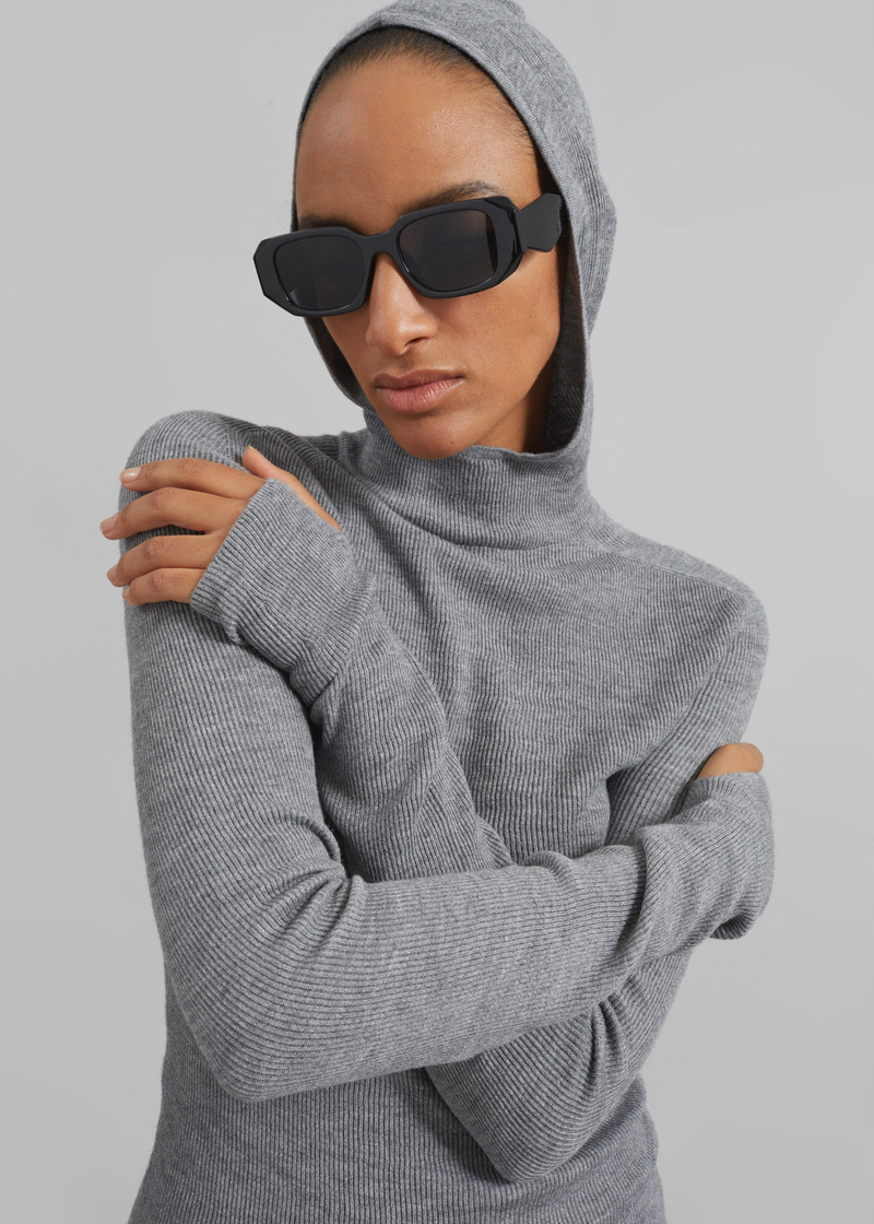 Danae Hooded Knit Top - Grey 8