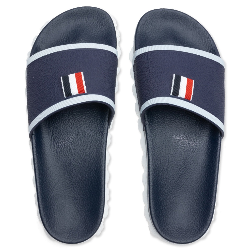 THOM BROWNE CABLE KNIT SOLE POOL SLIDE - NAVY - 2
