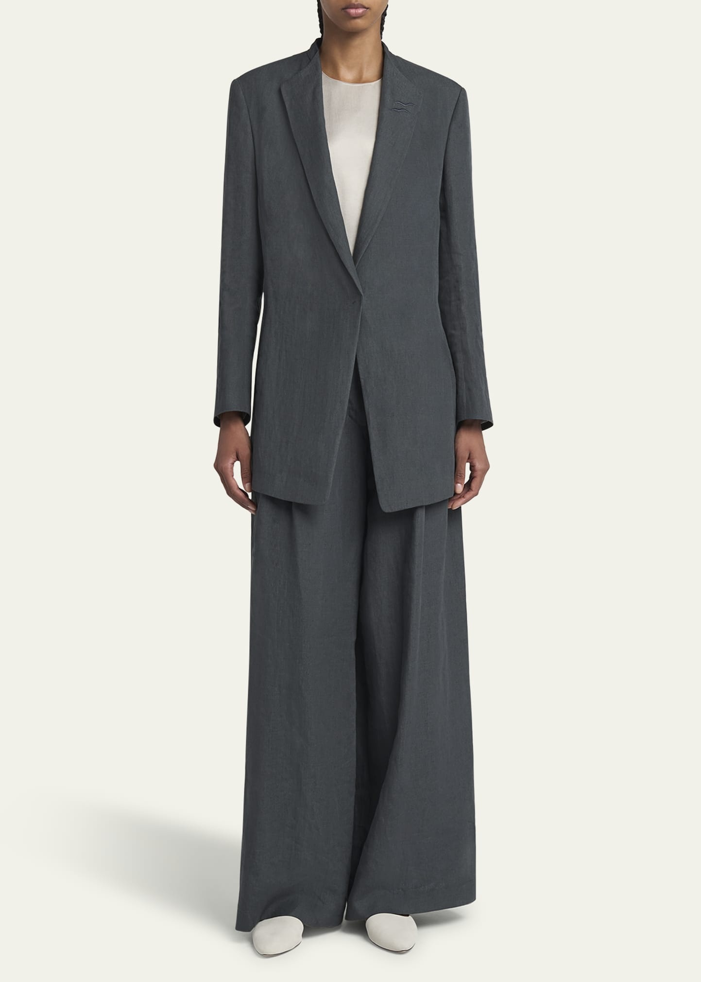 Linen Single-Breasted Blazer - 2