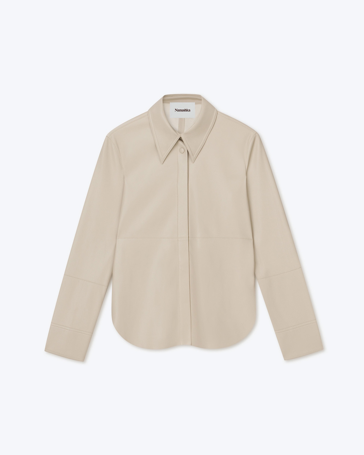 NAUM - OKOBOR™ alt-leather shirt - Creme - 1