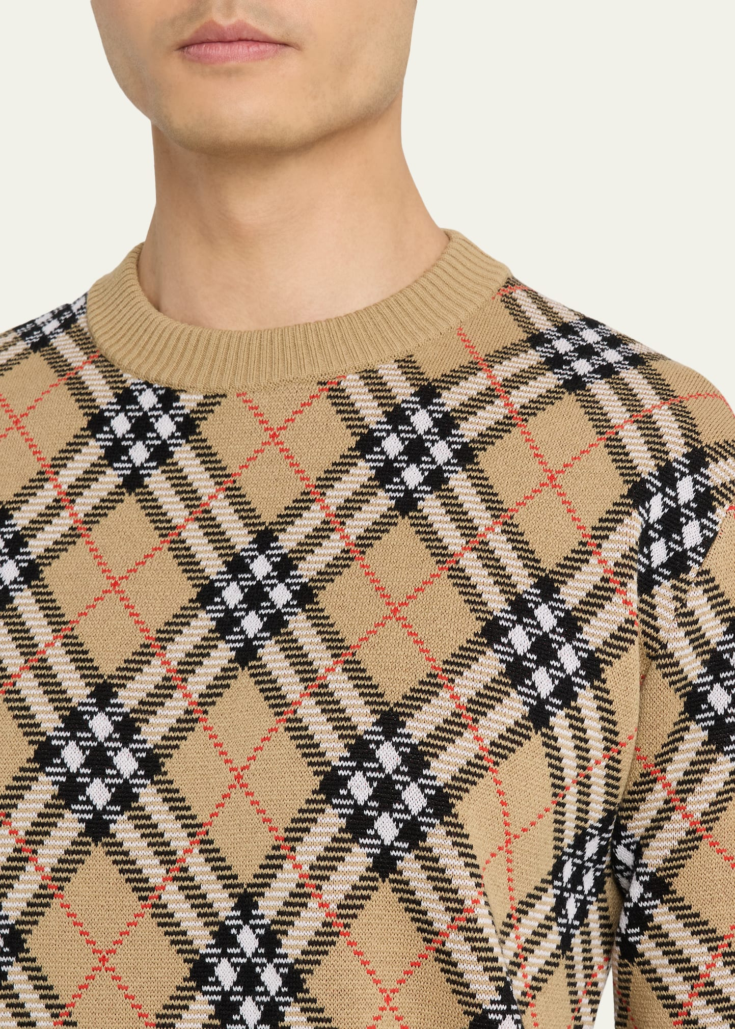 Men's Vintage Check Knit Crewneck Sweater - 5