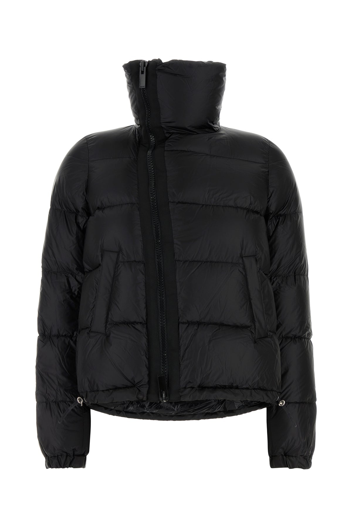 Black nylon down jacket - 1