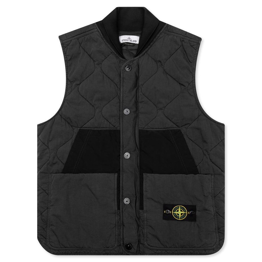 QUILTED NYLON VEST - LEAD GREY - 1