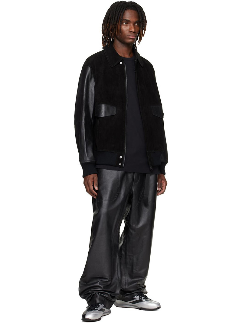 Y-3 Black Mercedes-AMG F1 Edition Racing Leather Jacket outlook