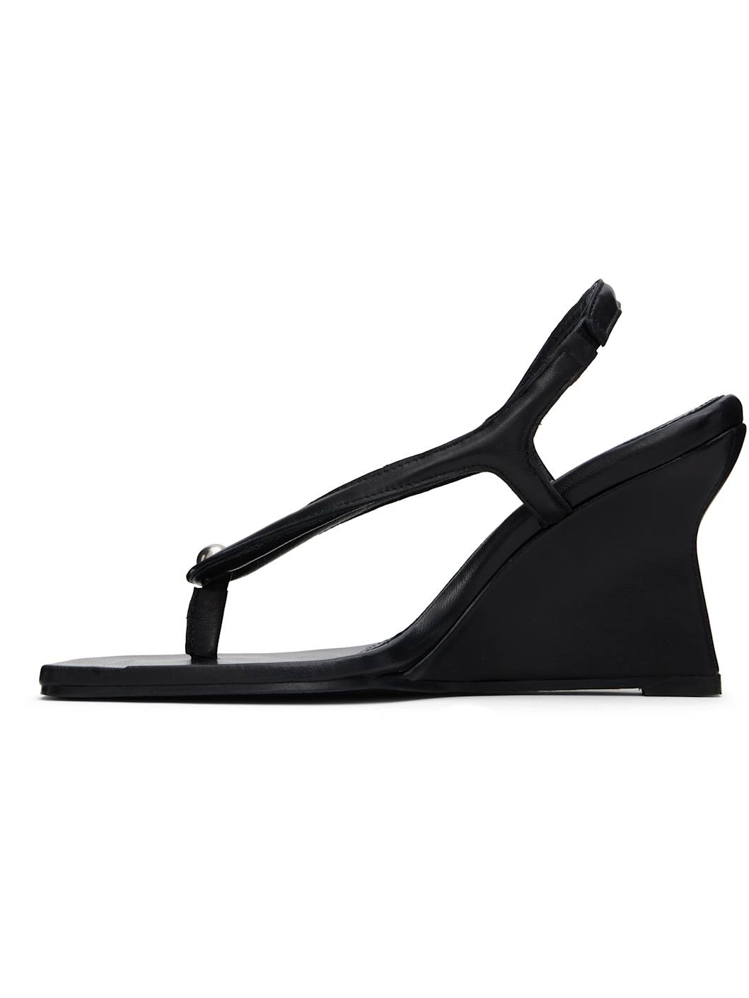 Black Valentina Wedge Heeled Sandals - 3