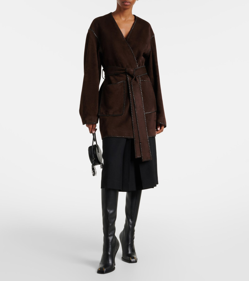 NOUR HAMMOUR Anika suede wrap coat outlook