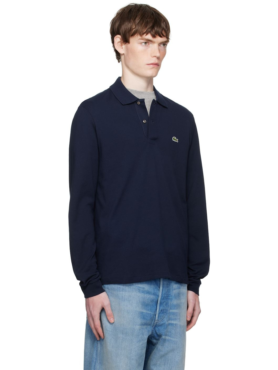 Navy Classic Fit Long Sleeve L.12.12 Polo - 2