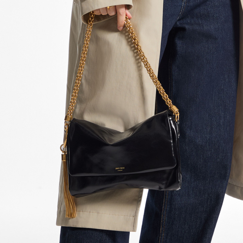 JIMMY CHOO Callie Flap
Black Shiny Biker Leather Shoulder Bag outlook