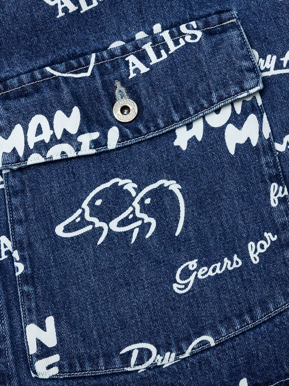 all-over print denim jacket - 5