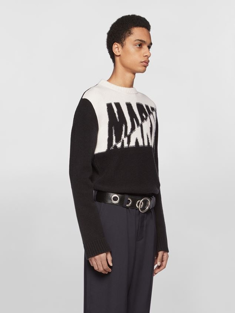 Marni MERINO WOOL JERSEY SWEATER WITH MARNI JACQUARD LOGO outlook