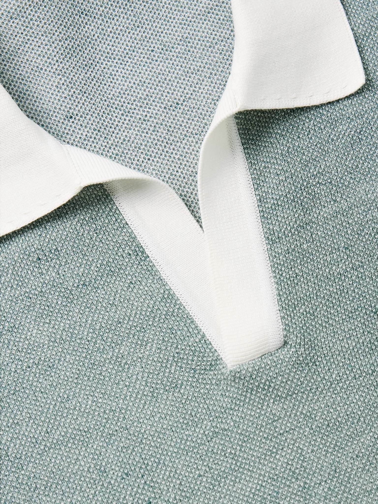 Birdseye Cotton and Linen-Blend Polo Shirt - 4