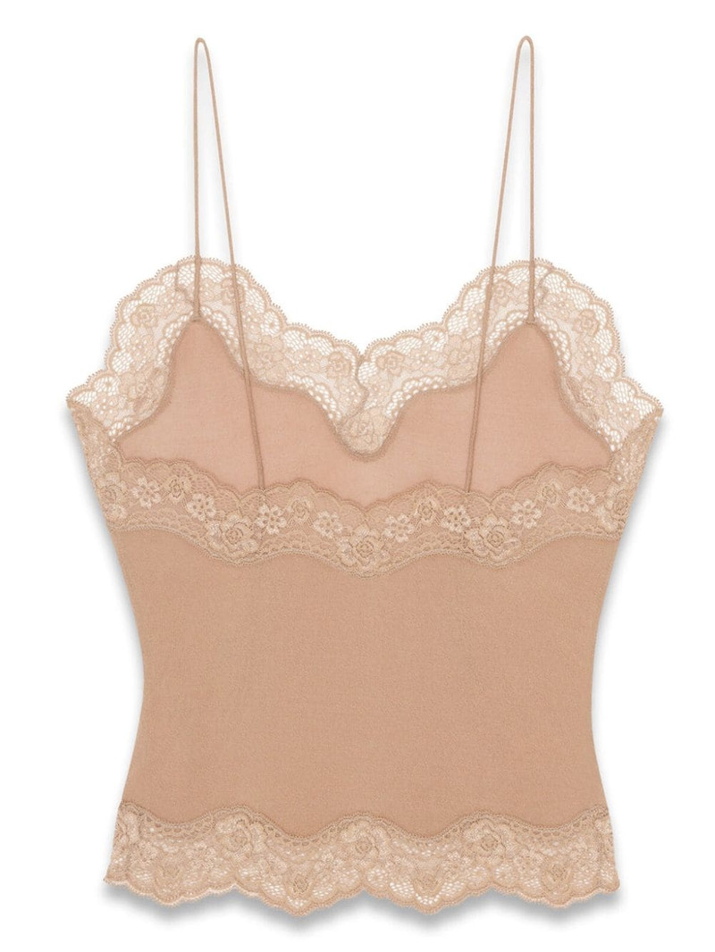 SAINT LAURENT lace-trim scalloped top outlook