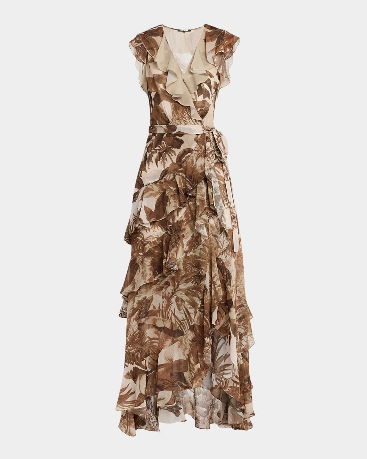 Elanor Botanical-Print Ruffle Wrap Maxi Dress - 1