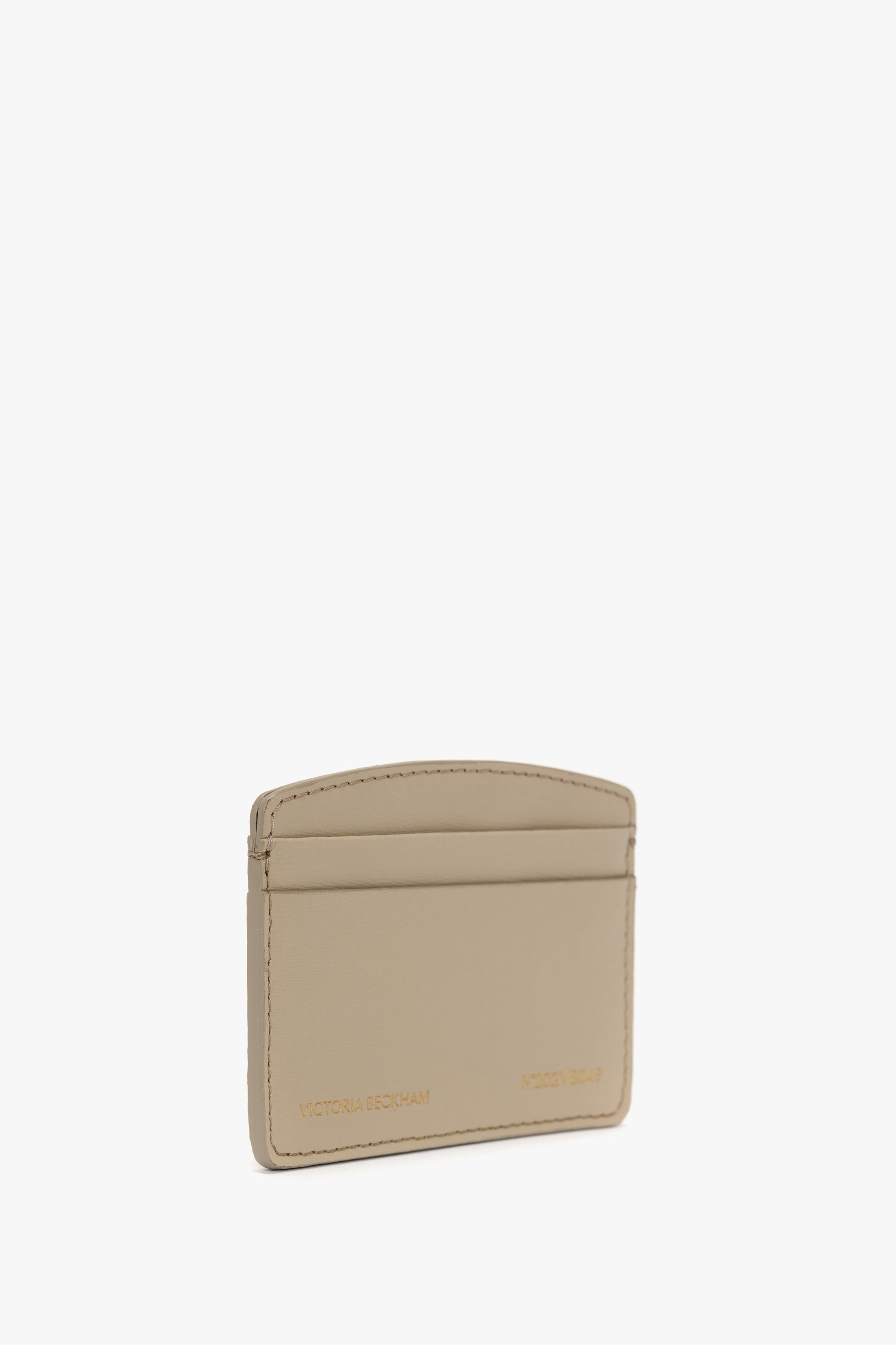 Victoria Card Holder In Taupe Grained Leather - 2
