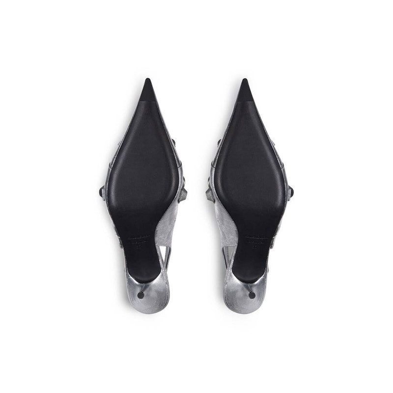 Women's Cagole Slingback 70mm Pump Metallized in Silver 7