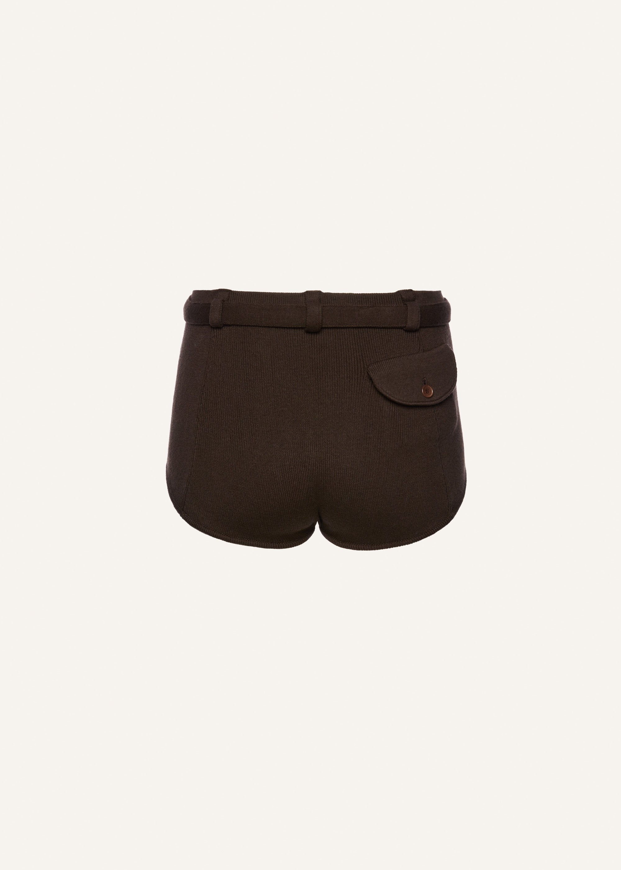 Belted knitwear shorts in brown - 2