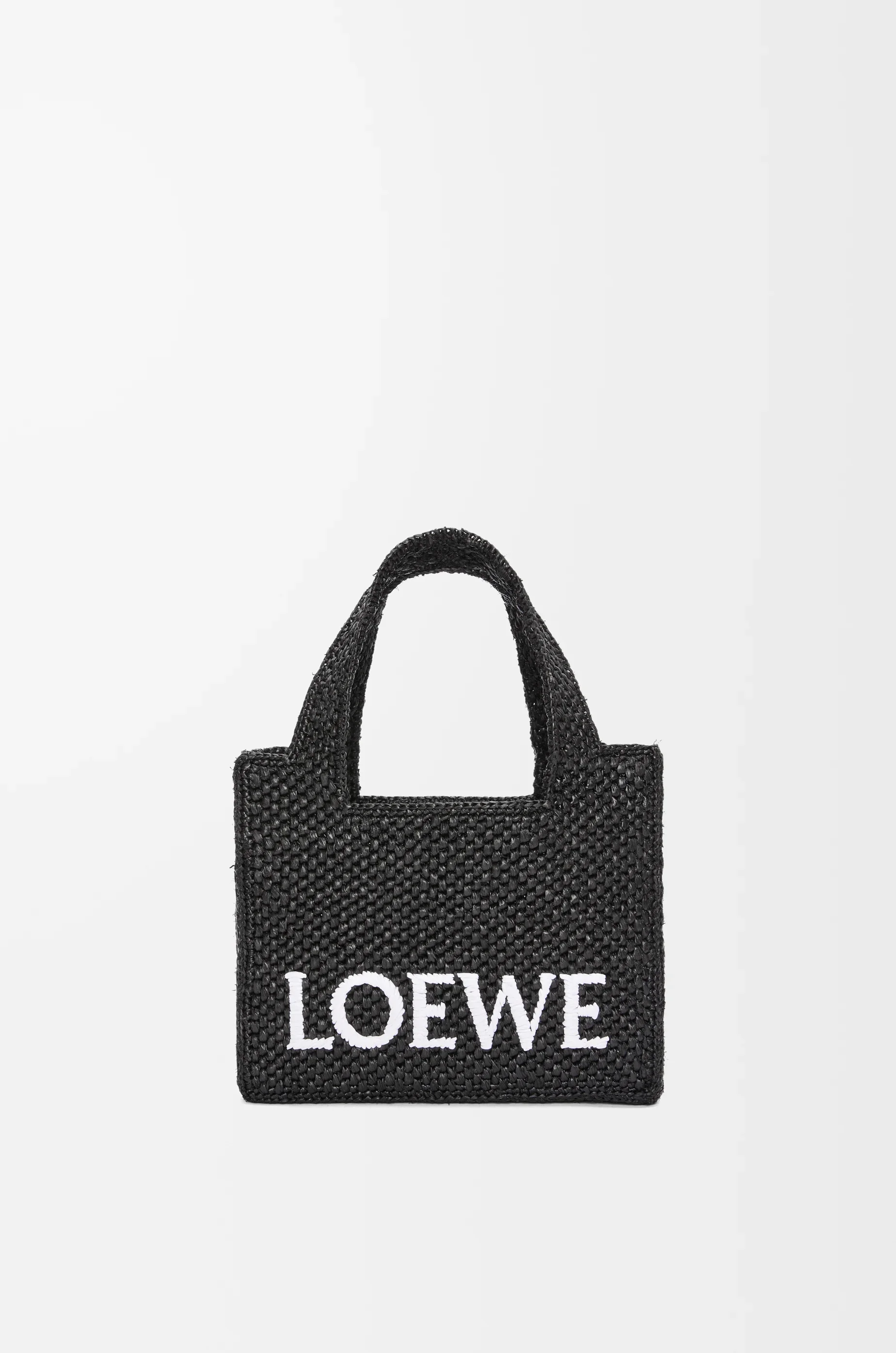 Mini LOEWE Font Tote in raffia - 1